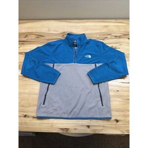 The North Face Sweatshirt Mens Large Blue Gray Half Zip Fleece Pockets Pullover